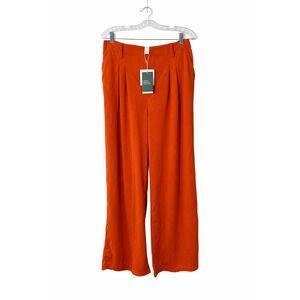 Halara Burnt Orange Wide Leg Pleated Athleisure 70s  Trousers Size L NWT